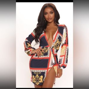 Sugar Spice Everything Nice Mini Dress -Navy Combo.    Size Large